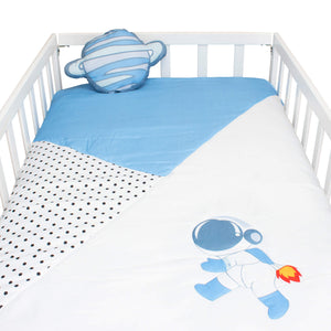 Edredon para Cuna Cary bebé Astronauta Azul plumbago/Gris 4 Piezas
