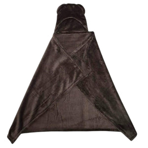 Cobija con Gorro Cary Oso 80x100 cm, Tela polar Café chocolate