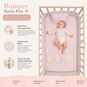 Bumper Protector Cuna Flat Captinado Soft pink&Ivory Cary