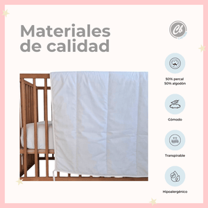 Duvet para Cuna 70x130 cm – Percal Algodon Suave y Relleno Delcrón - Cary Bebé - RDVPERCUNBL - Edredon