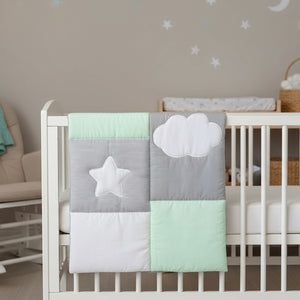 Edredon Cuna Cary bebé ELEN 1 Pieza Gris/Verde