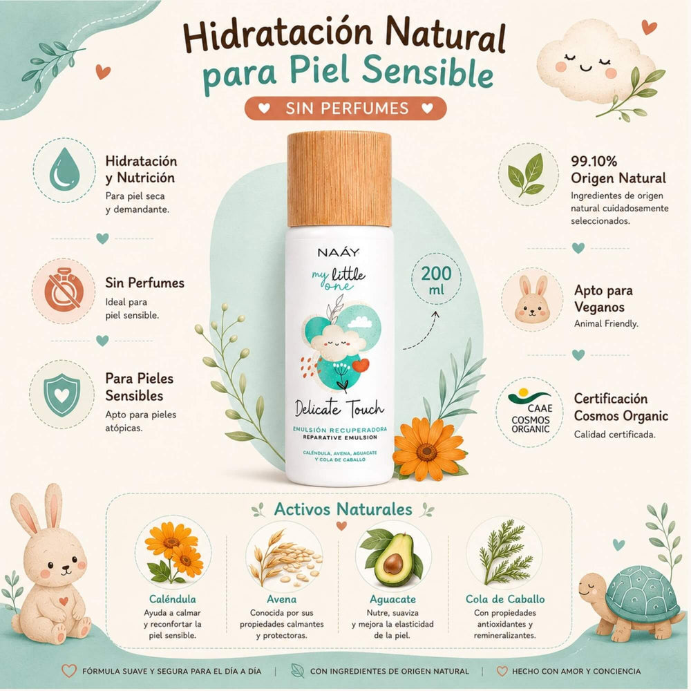 Emulsión Recuperadora Delicate Touch 200 ml | Piel Sensible Sin Perfume | NAAY