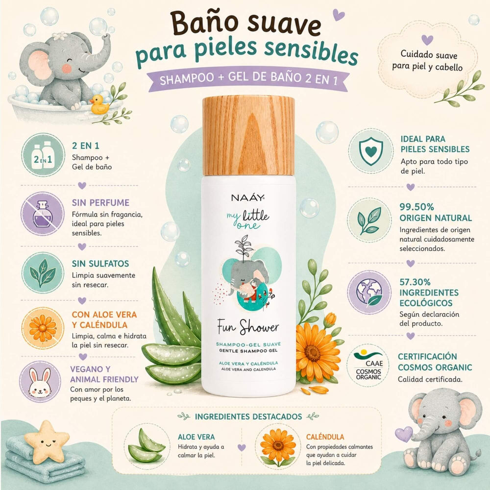 Shampoo Gel Suave Sin Perfume 200 ml | Fun Shower | NAAY