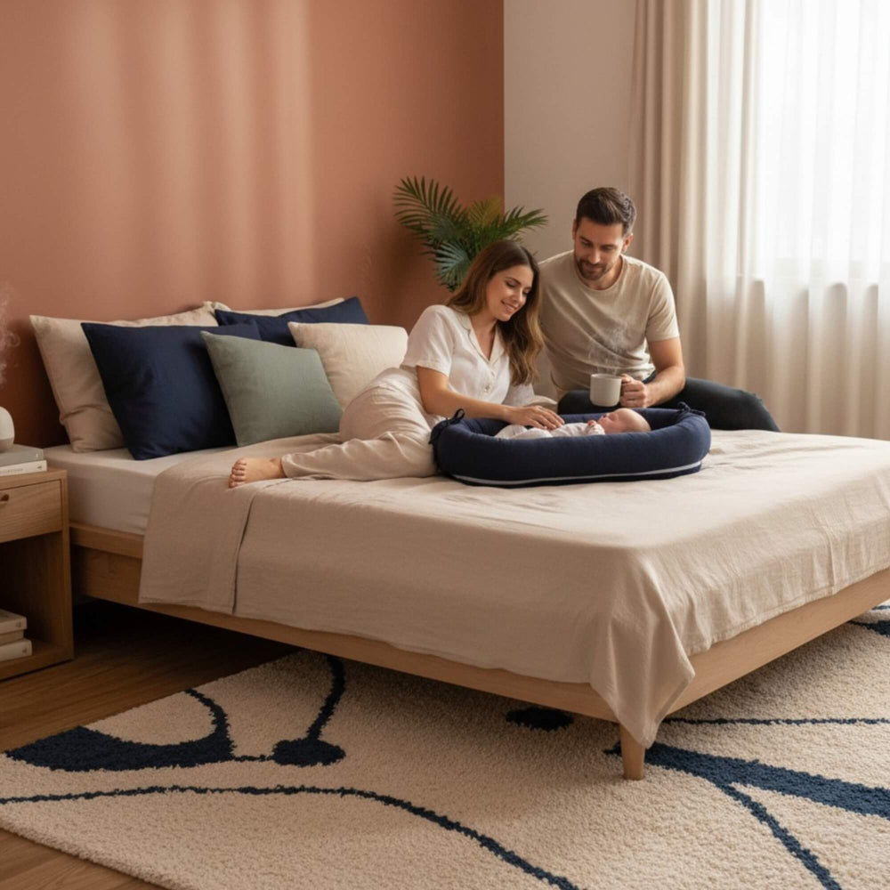 Nido Cama Colecho 3 en 1 para Bebé de Tela Jersey Algodón Azul – Cary Bebé