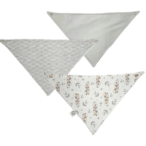 Pack Babero Moon&Sheep Bandana impermeable 20x35 cm Multicolor 3 piezas - Cary Bebé - 020PBANMSHP - Babero