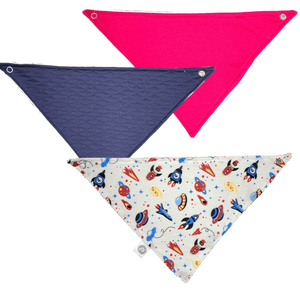 Pack Babero Space Bandana impermeable 20x35 cm Multicolor 3 piezas - Cary Bebé - 020PBANSPACE - Babero