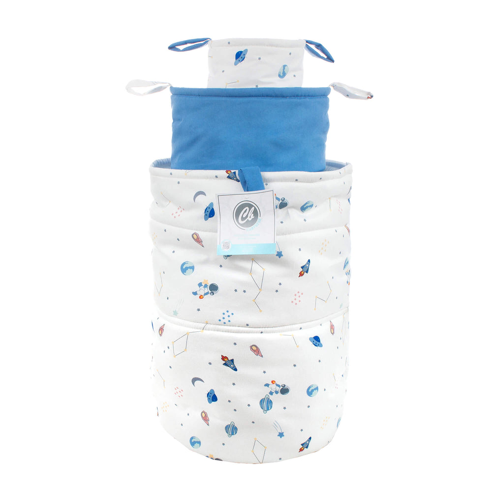 Juego de Cestos Organizadores Cary Astronauta 3 Piezas Azul plumbago/Blanco